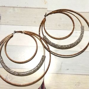 Sparkly big hoop earrings multi color